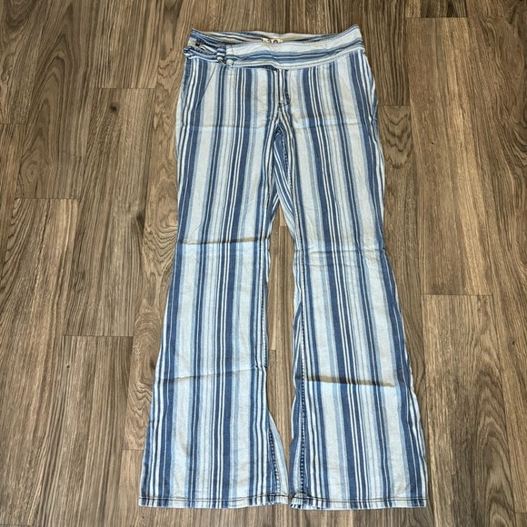 Free People We The Free Indigo Haze Journey Striped Flare Retro Pants - Picture 3 of 6